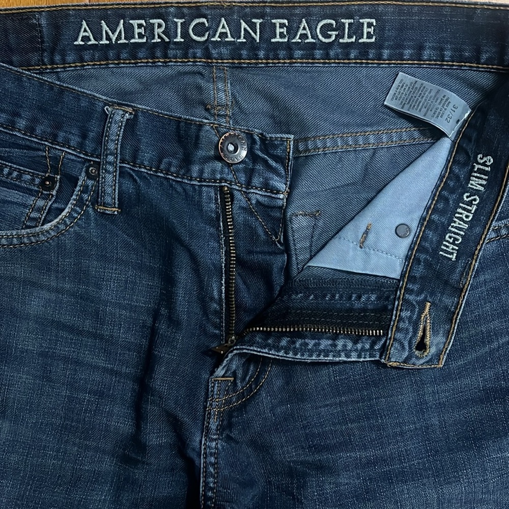 American Eagle Outfitters Y2K Men’s Blue Slim Straight Jeans Size 31 / 32 Casual - Picture 3 of 12